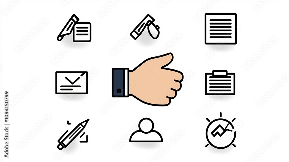 Poster Collection of clean and minimalist line style web icons representing the concepts of growth workshops partnership mentorship and coaching  Suitable for business development training