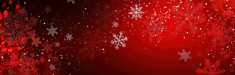 Christmas background with snowflakes, festive atmosphere, red and white color scheme Decorative elements create a joyful holiday feeling, perfect for Christmas themed designs