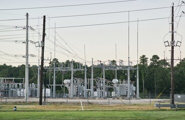 City power electrical substation grid energy distribution plant industrial.
