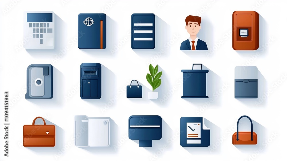Leinwandbilder Collection of 15 clean vector outline icons depicting various reception services such as a counter information desk and area  These simple minimalist graphics are suitable for use in hotel lobbies