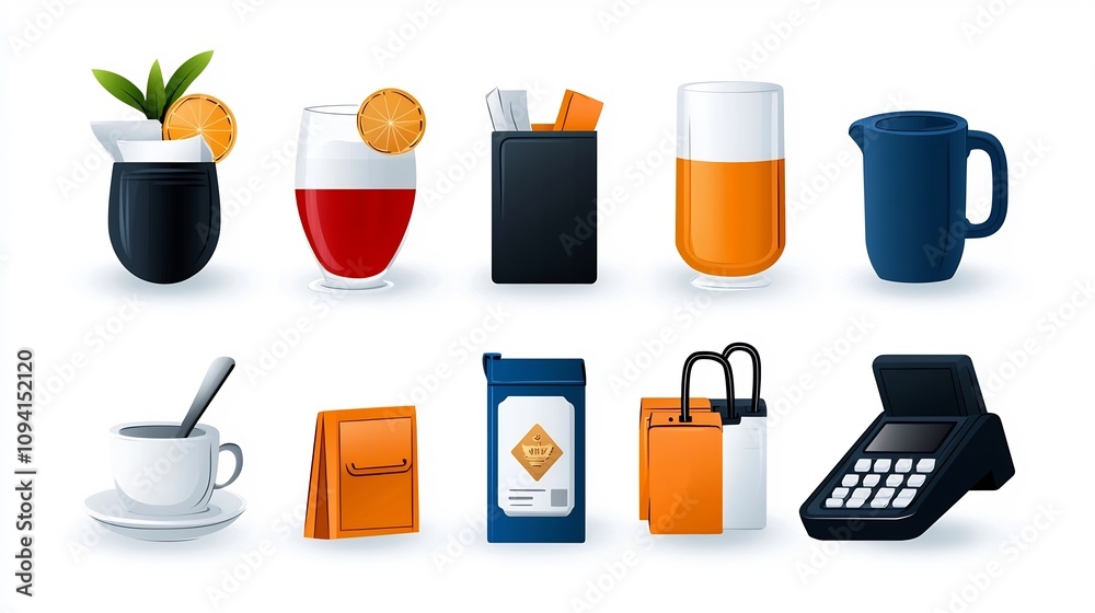 Poster A curated set of 15 simple and clean linear icons highlighting essential hotel reception desk services reservations and cashier in a neat format