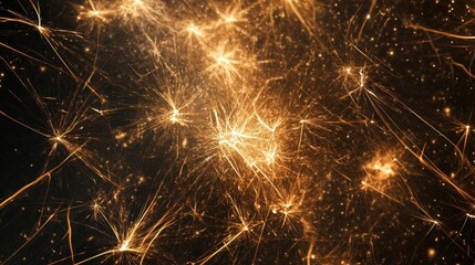Fototapeta premium Abstract representation of glowing particles and sparks in a dark background.