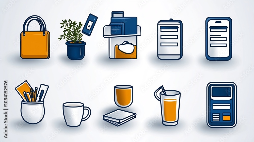 Leinwandbilder comprehensive set of 15 minimalist outline icons depicting various reception desk elements such as i