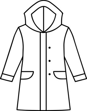 black and white raincoat outline clip art preview