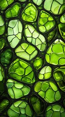 Leaf epidermis cellular pattern, stomata, guard cells, microscopic plant tissue, botanical green shades seamless design