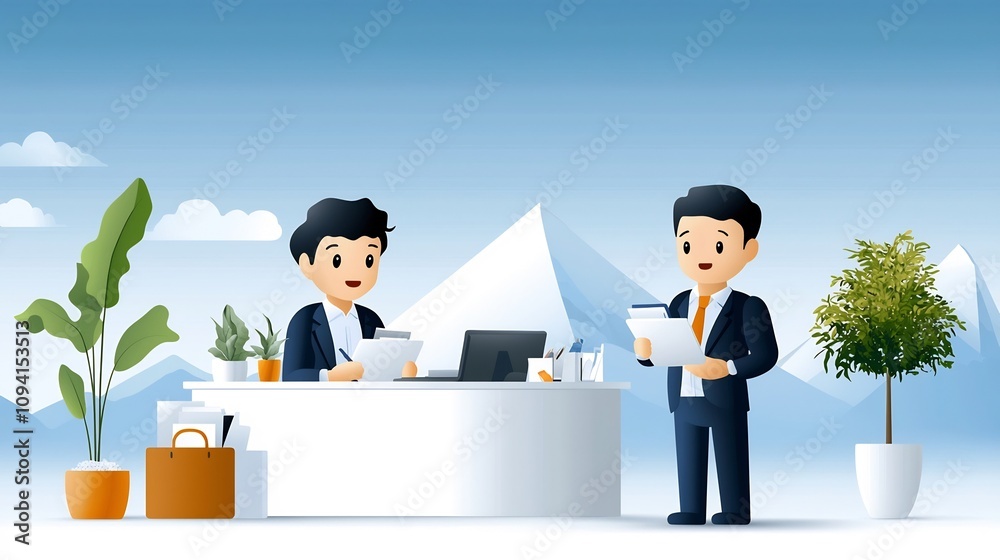 Poster Comprehensive Icon Set Featuring Administrative Tasks Such as Data Entry Document Writing and Receptionist Services Presented in a Clean Editable Thin Line Format