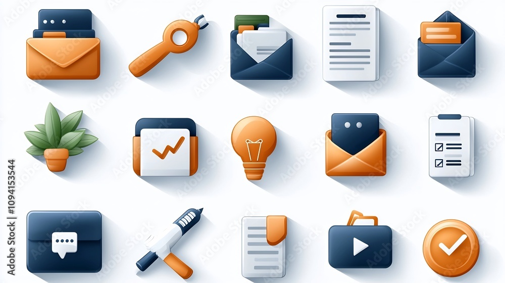 Fototapete A collection of 15 detailed thin line icons depicting various steps and elements of online and form filling processes such as editing forms adding personal details