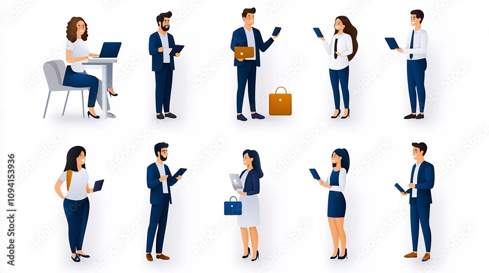 Poster seamless team and audience engagement illustrated in minimalist design this set of 15 editable thin 