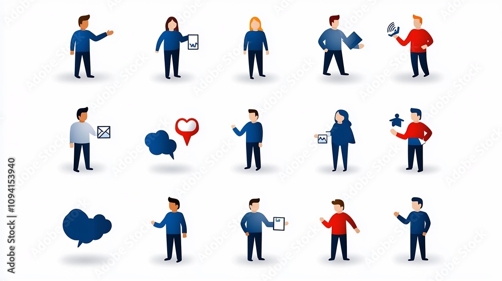Leinwandbilder Minimalist set of 15 icons featuring team dynamics group participation and audience interactions in an editable thin line design style  Ideal for representing community concepts
