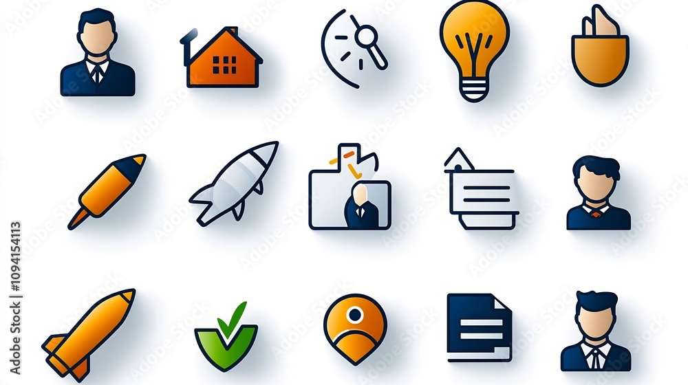 Poster Linear icon set of 15 depicting human concepts such as organizations communities and member participation in a modern vector design style  The icons showcase a minimalist