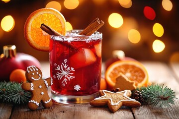 Festive Holiday Scene with Apple Cider Cookies and Cinnamon Stick