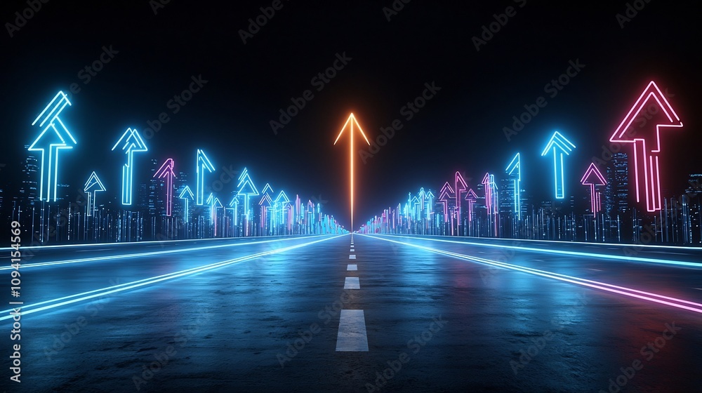 Fototapete Energetic and Vibrant Ascending Colorful Light Beams Streaking with Dynamic Power and Motion on a Dark and Sleek Background