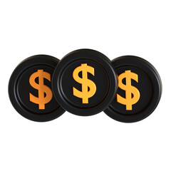 dollar coin black 3d icon illustration 
