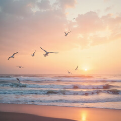Fototapeta premium seagulls on the beach