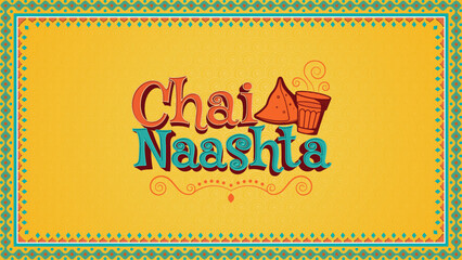 Chai Naashta Indian Typography &ndash; Vibrant and Authentic Text Design for Home D&eacute;cor, Restaurants, Offices, Weddings, and Events with Traditional Indian Style-Vector design