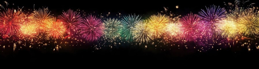 Colorful Fireworks Display Against Dark Night Sky for Celebrations and Events