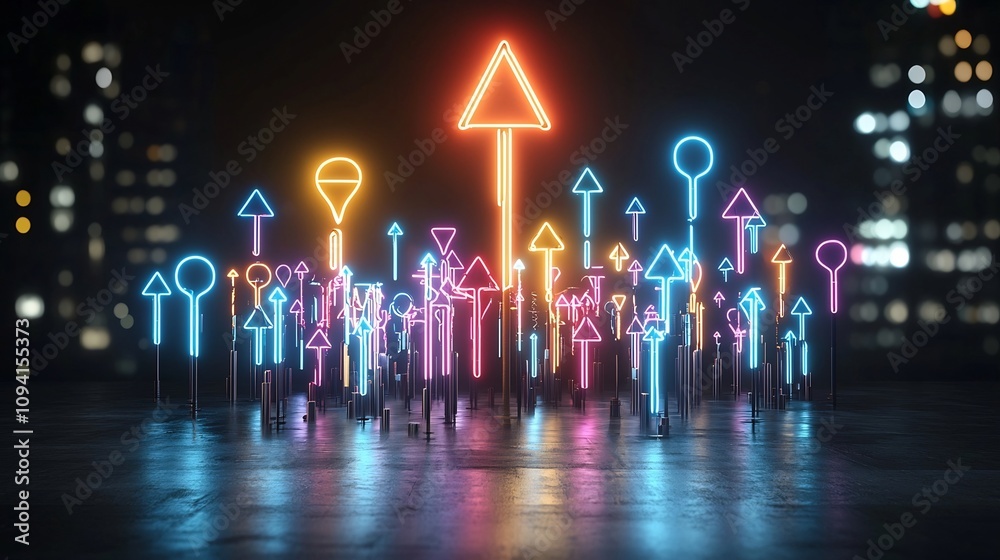 Fototapete striking image of intense neon beams radiating upward with electric energy and brightness creating a