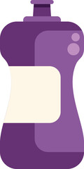 Simple flat vector illustration of a purple plastic bottle with blank label, isolated on white background