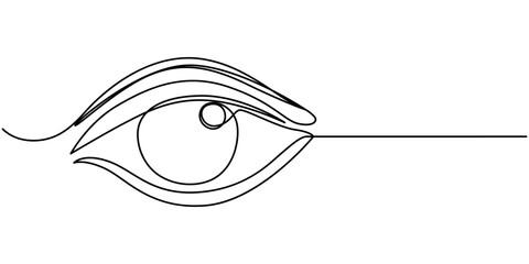 Vision Single Line Icon, Continuous line art or one line drawing of human eyes with globe earth isolated on white background. Hand drawn illustration for logo, emblem and design poster. 