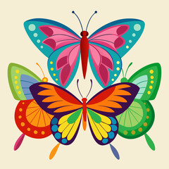 set of butterflies collections illustrations vector art isolated white background