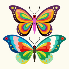 set of butterflies collections illustrations vector art isolated white background