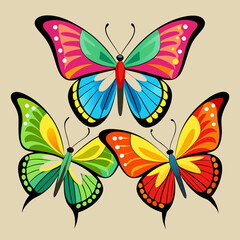 set of butterflies collections illustrations vector art isolated white background