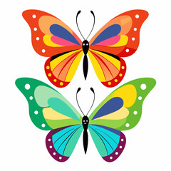 set of butterflies collections illustrations vector art isolated white background