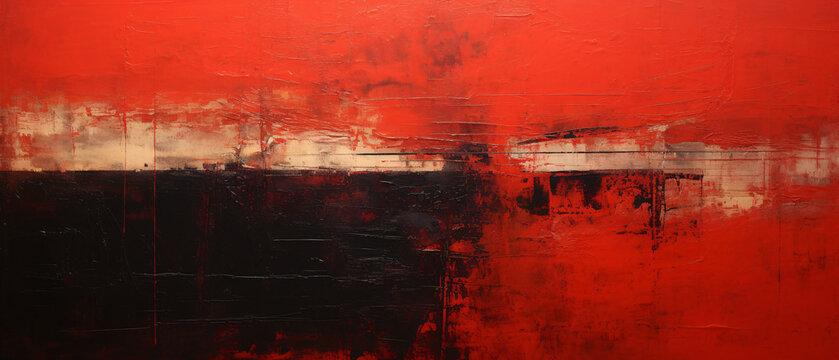 Abstract dramatic painting in red, inspired by Rothko's style.