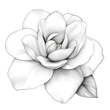 Gardenia Black And White Drawing