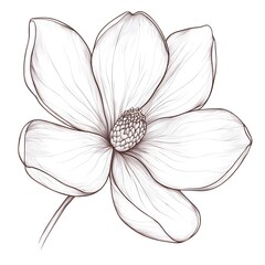 Obraz premium Crisp line art of a magnolia blossom with large, elegant petals and detailed shading