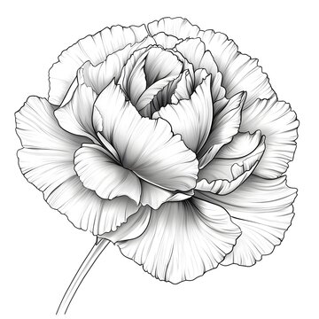 detailed black and white carnation flower clip art preview