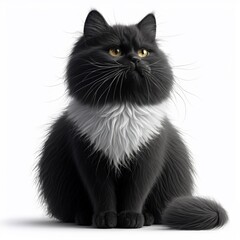 Adorable Black and White Cat - Cozy Domestic Pet Icon