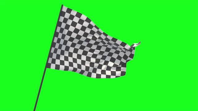 waving race flag on green screen
