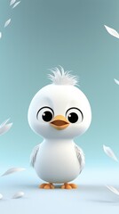 Fototapeta premium Cute Cartoon Bird Character with White Feathers
