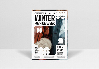 White Black Abstract Shape Masking Winter Fashion Week Invitation