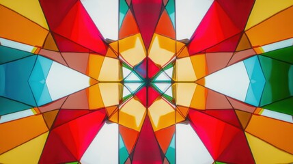 Fototapeta premium A kaleidoscope pattern formed by shards of different colors, Symbolizing the beauty created by diverse perspectives, minimalist composition