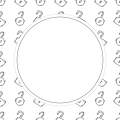 padlock frame. doodle padlock square frame. hand drawn padlock frame background. padlock background