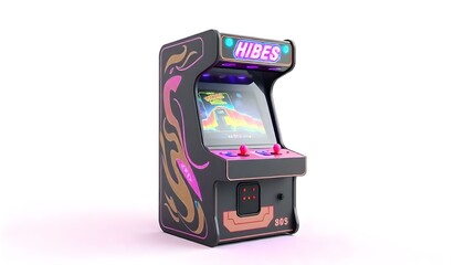 Arcade Machine on white background that resembles the vibes back to 80s