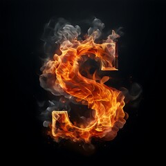 Flaming Letter S, Fire Alphabet,  Burning Letter
