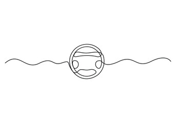 Steering wheel symbol in continuous one line drawing style. Single line art of steering wheel icon. Vector illustration