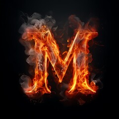 Fototapeta premium Fiery Letter M in Smoke and Flames