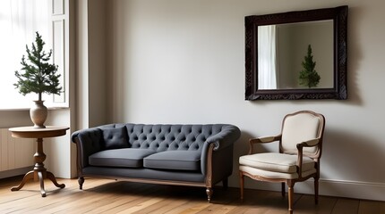 Mirror mockup. Interior mockup with house background. Modern interior design. Best room decorating ideas
