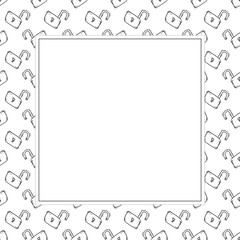 padlock frame. doodle padlock square frame. hand drawn padlock frame background. padlock background