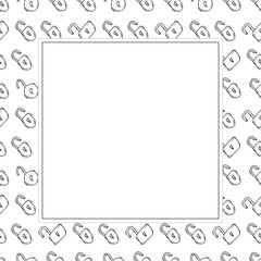 padlock frame. doodle padlock square frame. hand drawn padlock frame background. padlock background