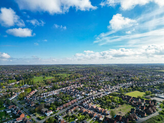 Downtown and Central Derby City Centre of Midlands England, Great Britain. High Angle Footage Was Captured with Drone's Camera from Medium High Altitude on April 26th, 2024