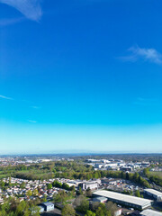 Downtown and Central Derby City Centre of Midlands England, Great Britain. High Angle Footage Was Captured with Drone's Camera from Medium High Altitude on April 26th, 2024