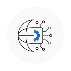 Digital Transformation Icon – Globe with Circuit Design, Representing Technology Integration and Innovation