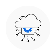 Cloud Computing Icon – Cloud with Circuit Connections, Representing Online Data and IT Services