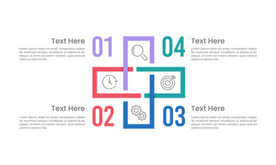 Plus Sign Infographic 4 Processes for Business. Presentation, Framework, Workflow and Strategy. Vector illustration.