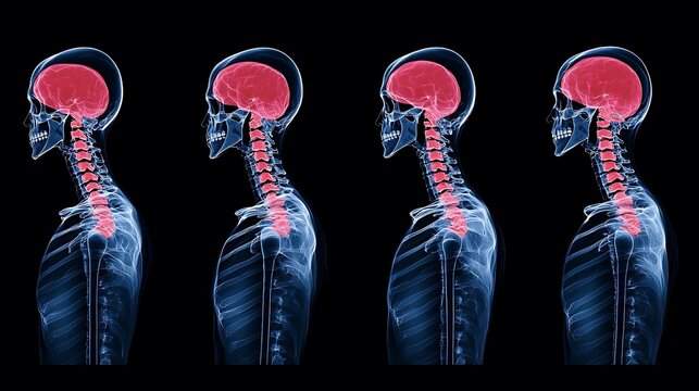 X ray scan visualizing the human skeletal structure and anatomy including the vertebral column joints muscles and connective tissues  This image can be used in medical healthcare